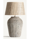 Bordlampe i keramik og jute H90 cm 1 x E27 - Rustik grå/Natur