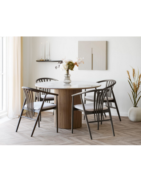 Rundt spisebord 120 beige marmor