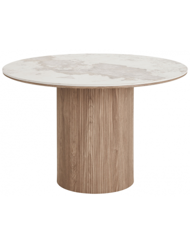 Rundt spisebord 120 beige marmor
