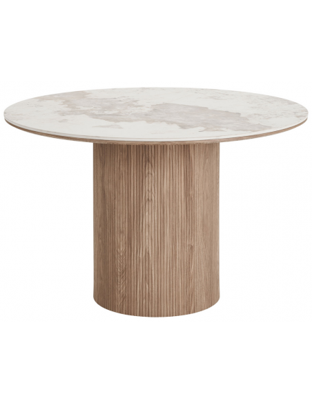Rundt spisebord 120 beige marmor