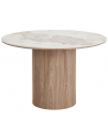 Rundt spisebord i MDF og keramik Ø120 cm - Mørkebrun/Beige marmoriseret