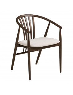 Spisebordsstol med armlæn træ stof nordisk skandinavisk dansk design eg egetræ