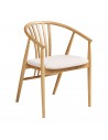 Spisebordsstol med armlæn i egetræ og polyester H78 cm - Eg/Sand