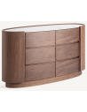 STUETTA Kommode i MDF, egetræsfinér og sten B140 cm - Brun/Hvid marmor