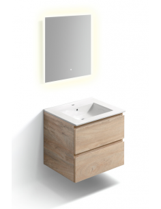 komplet badmiljø væg underskab med vask håndvask badeværelse spejl med lys led 2