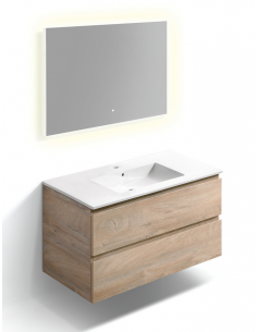 komplet badmiljø væg underskab med vask håndvask badeværelse spejl med lys led 2