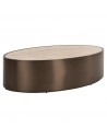 BONANZA Ovalt sofabord i stål og faux marmor 140 x 80 cm - Antik bronze/Beige marmor