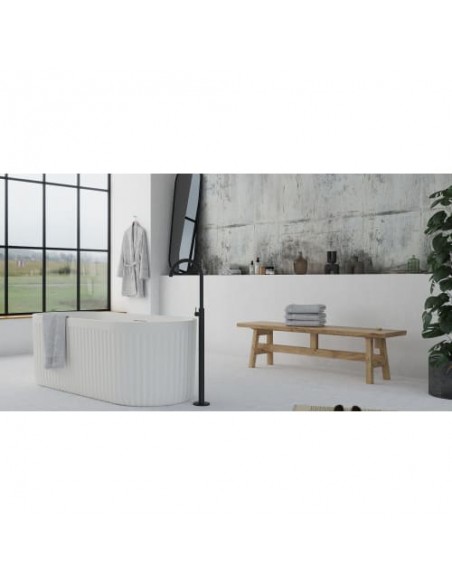 fritstående badekar mat hvid solid surface sten ovalt fristående 170