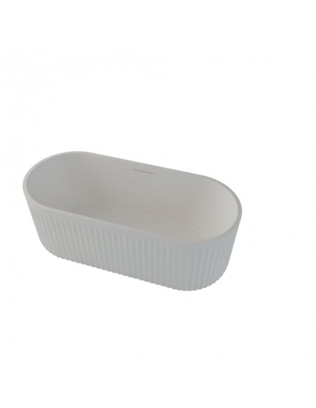 fritstående badekar mat hvid solid surface sten ovalt fristående 170