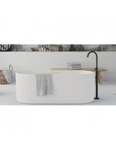 fritstående badekar mat hvid solid surface sten ovalt fristående 170