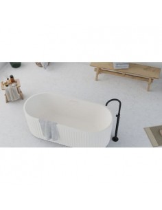 fritstående badekar mat hvid solid surface sten ovalt fristående 170 2