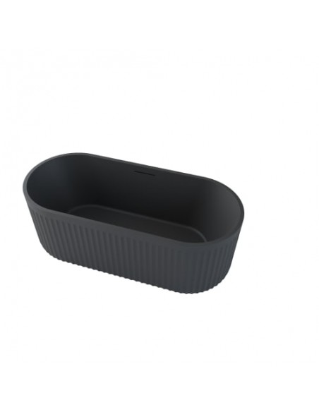 fritstående badekar mat grå beton solid surface sten ovalt fristående 170