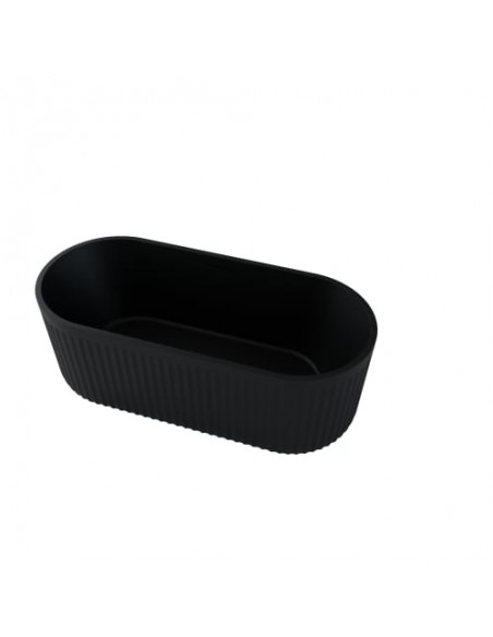 fritstående badekar mat sort solid surface sten ovalt fristående 170