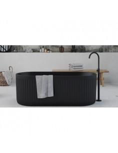 fritstående badekar mat sort solid surface sten ovalt fristående 170