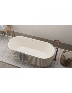fritstående badekar mat creme beige solid surface sten ovalt fristående 170 2