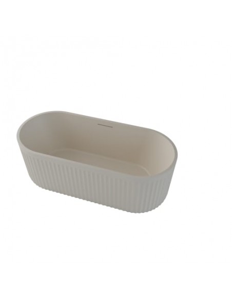 fritstående badekar mat creme beige solid surface sten ovalt fristående 170