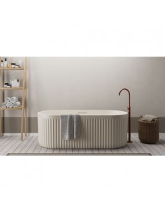 fritstående badekar mat creme beige solid surface sten ovalt fristående 170