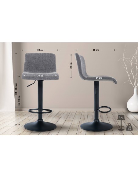 barstol stof sort billig moderne design køkken grå