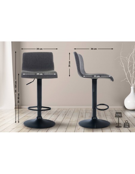 barstol stof sort billig moderne design køkken grå