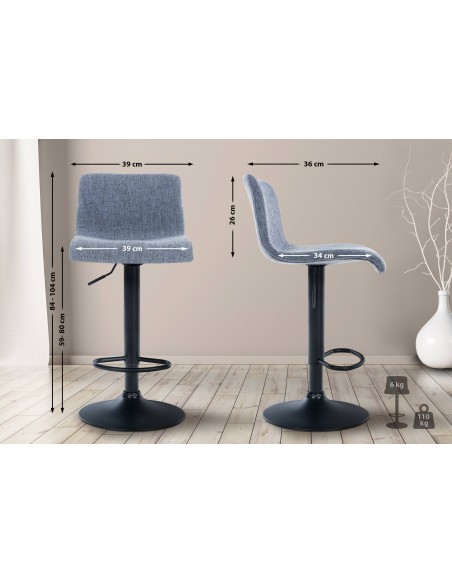 barstol stof sort billig moderne design køkken blå