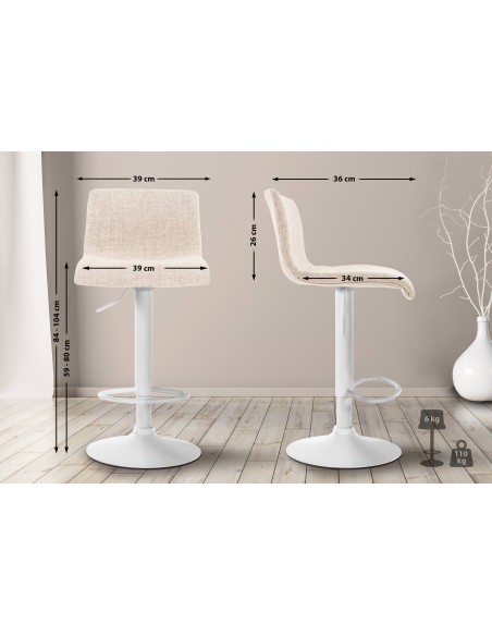 barstol stof hvid billig moderne design køkken