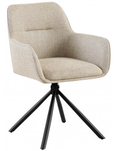 Spisebordsstol taupe beige natur stof polyester med armlæn og drejefod drejefunktion