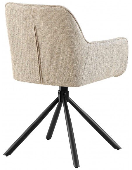 Spisebordsstol taupe beige natur stof polyester med armlæn og drejefod drejefunktion