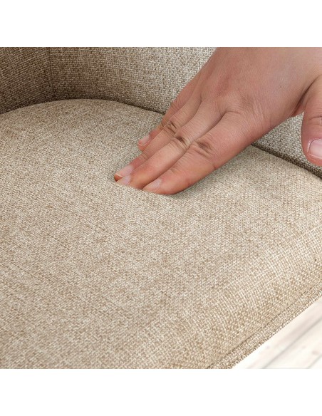 Spisebordsstol taupe beige natur stof polyester med armlæn og drejefod drejefunktion