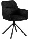 Spisebordsstol med armlæn og drejefod i metal og polyester H84 cm - Sort/Meleret sort