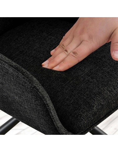 Spisebordsstol sort stof polyester med armlæn og drejefod drejefunktion