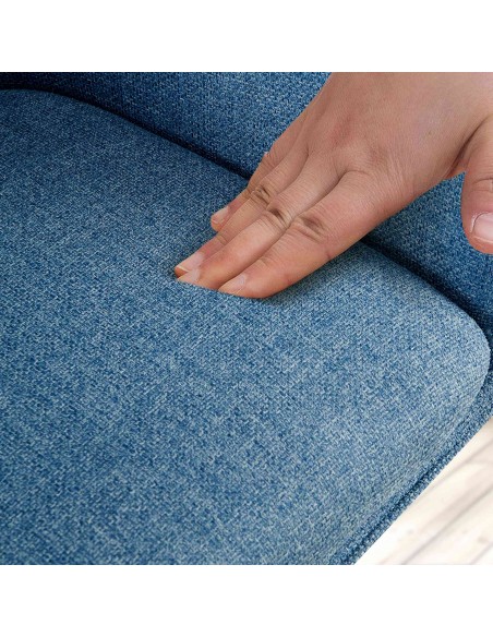 Spisebordsstol blå stof polyester med armlæn og drejefod drejefunktion