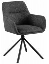 Spisebordsstol med armlæn og drejefod i metal og polyester H84 cm - Sort/Meleret mørkegrå