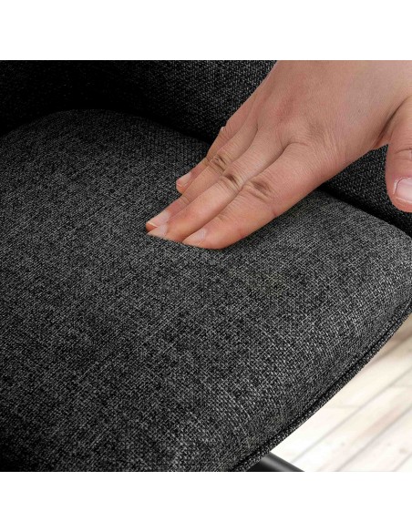 Spisebordsstol sort stof polyester med armlæn og drejefod drejefunktion