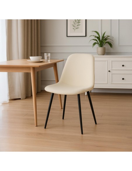 Spisebordsstol beige creme velour stof polyester
