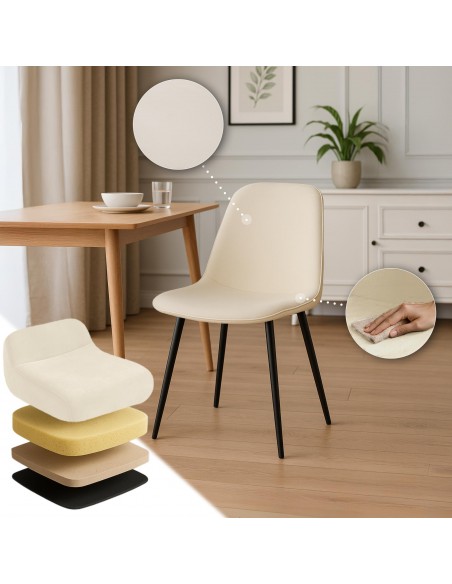 Spisebordsstol beige creme velour stof polyester