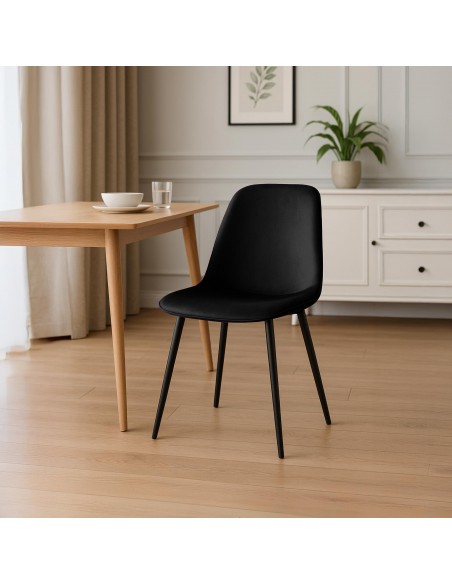 Spisebordsstol sort velour stof polyester