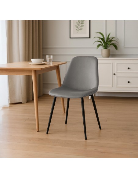 Spisebordsstol grå velour stof polyester