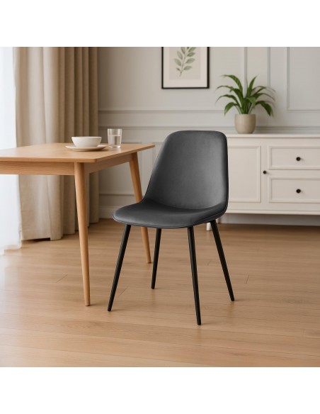 Spisebordsstol grå velour stof polyester
