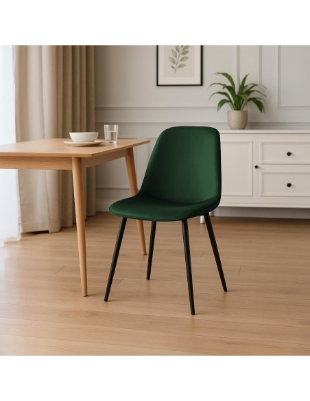 Spisebordsstol grøn velour stof polyester