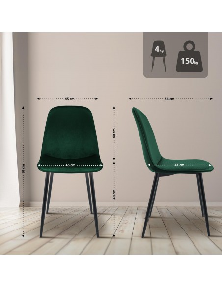 Spisebordsstol grøn velour stof polyester