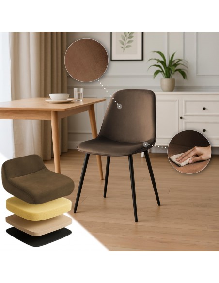 Spisebordsstol brun velour stof polyester
