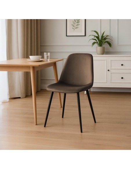 Spisebordsstol brun velour stof polyester