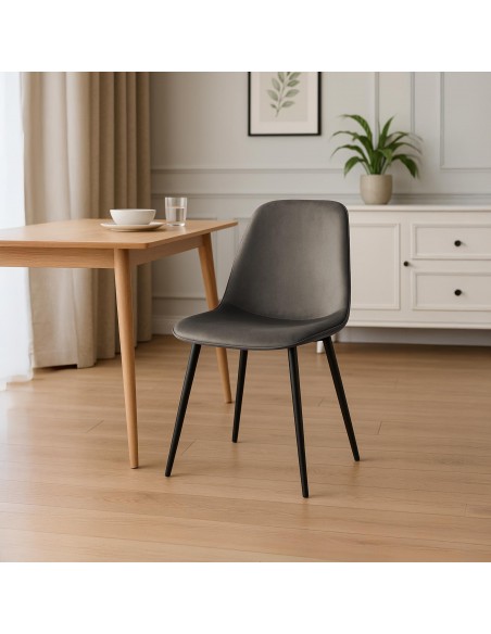 Spisebordsstol grå velour stof polyester antracit