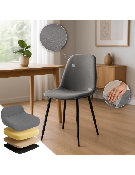 Spisebordsstol grå stof polyester