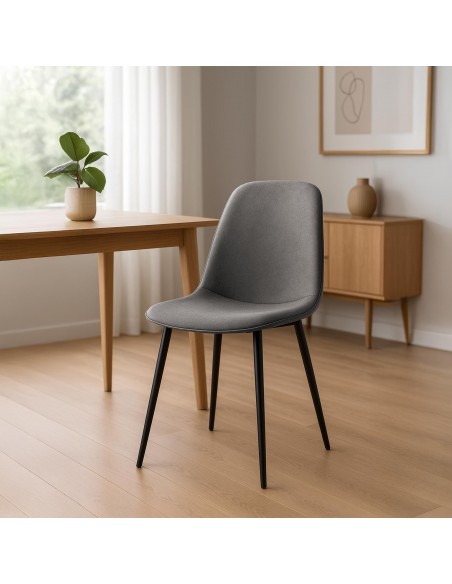 Spisebordsstol grå stof polyester