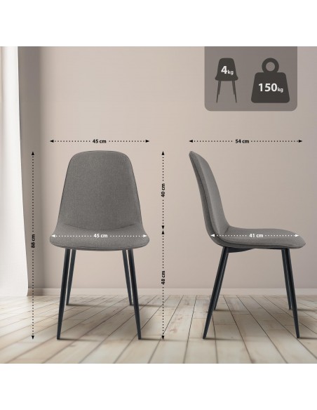 Spisebordsstol grå stof polyester