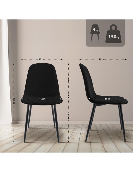 Spisebordsstol stof polyester sort