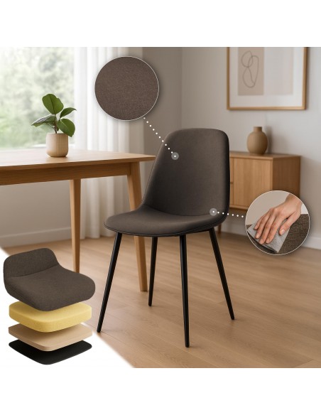 Spisebordsstol stof polyester brun