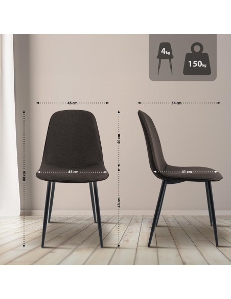 Spisebordsstol stof polyester brun
