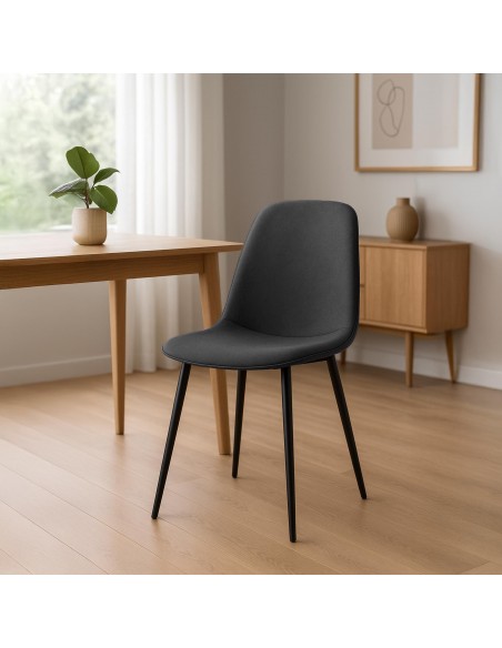 Spisebordsstol stof polyester grå mørkegrå